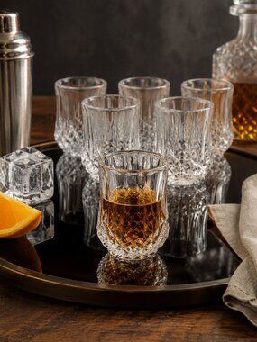 Vintage Barware Shot Glass Set of 6 Clear Pressed Glasses New in Box